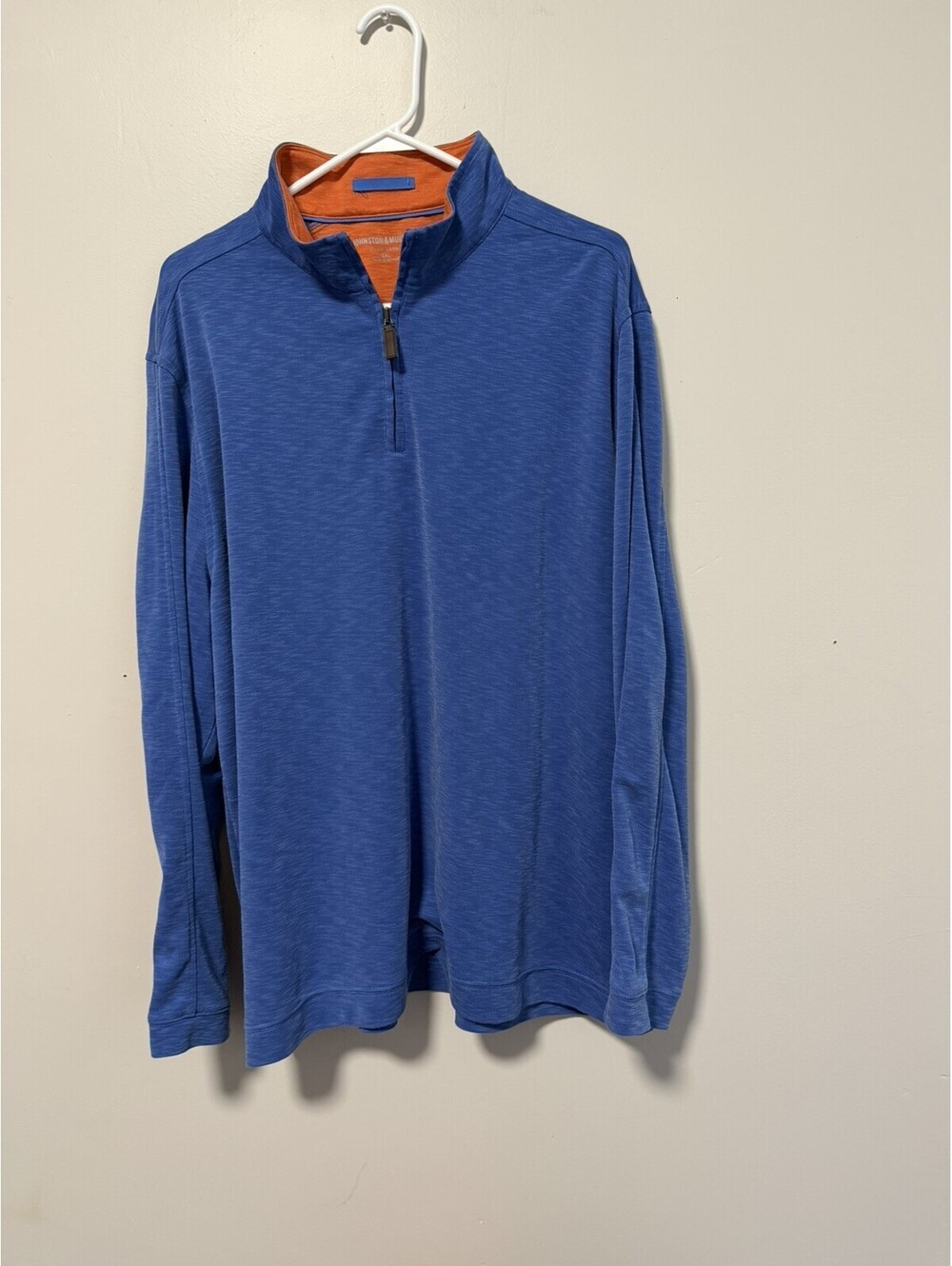 Johnston & Murphy Pullover Mens XXL 2XL Blue Orange 1/4 Quarter Zip